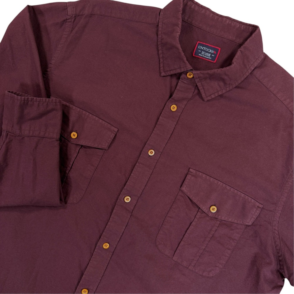 UNTUCKit St. Peray Long Sleeve Button Down Shirt Mens XXL Burgundy Cotton